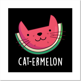 Cat-ermelon Cute Cat Watermelon Pun Posters and Art